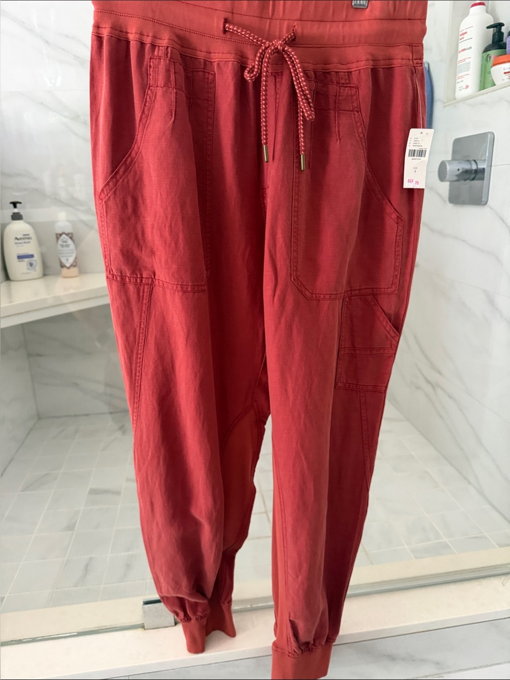 NWT Women’s Red Rustic Rouge Drawstring Jogger Pants Sz S